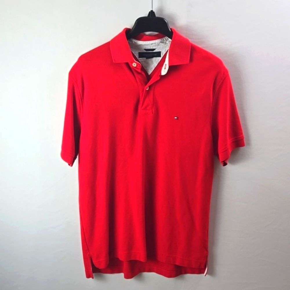 Tommy Hilfiger Men's Red Classic-Fit Ivy Polo Shirt Sz M